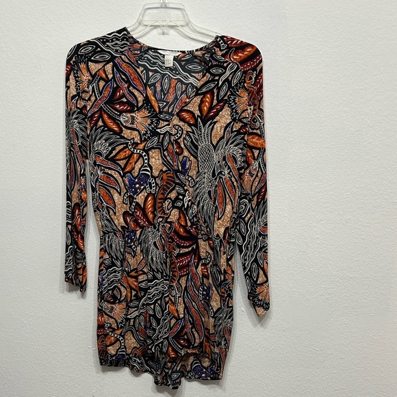 H&M Black and Orange Leaf Print Dress - Picture 3 of 9